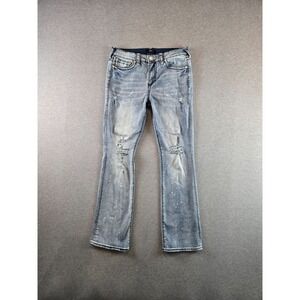 True Religion BECCA Jeans Womens 31 Light Wash Paint Splatter Mid Rise Bootcut